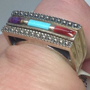 🔥nwt! 3 stack .925 Turquoise +Coral Rings sz6 +🎁